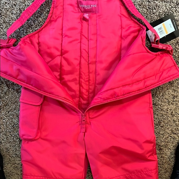 Kids Pink Snow Bib Overalls - Picture 3 of 4